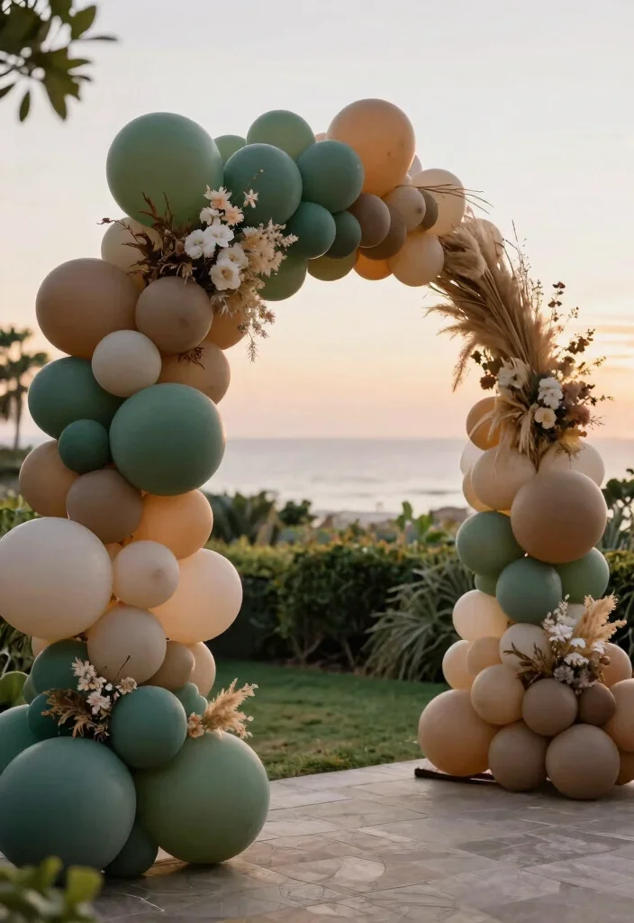 16 Balloon Wedding Arch Ideas That Feel Fun & Festive 14 16 Balloon Wedding Arch Ideas That Feel Fun & Festive - 4. Elegant Earth Tones 1