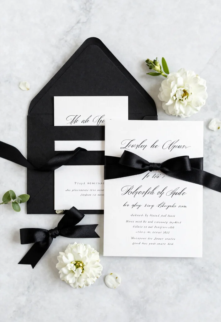 16 Black Tie Wedding Invitations Ideas With Formal Glam 2 16 Black Tie Wedding Invitations Ideas With Formal Glam - 2. Classic Black and White Elegance 1