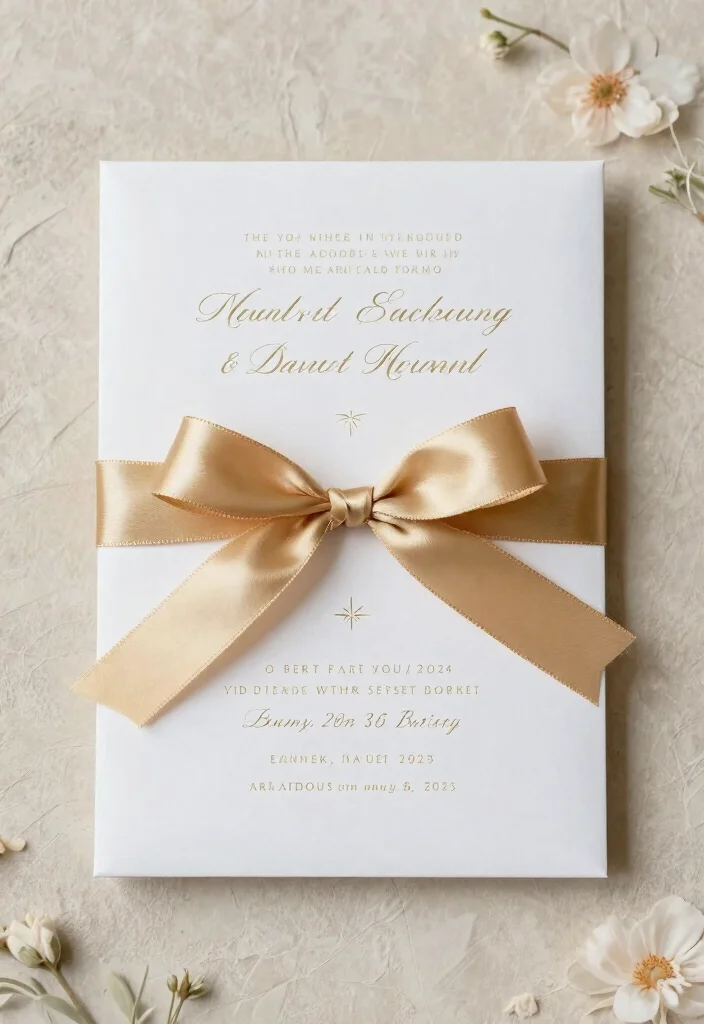 16 Blue and Gold Wedding Invitations Ideas With Regal Charm - 16. Accented with Ribbons 1