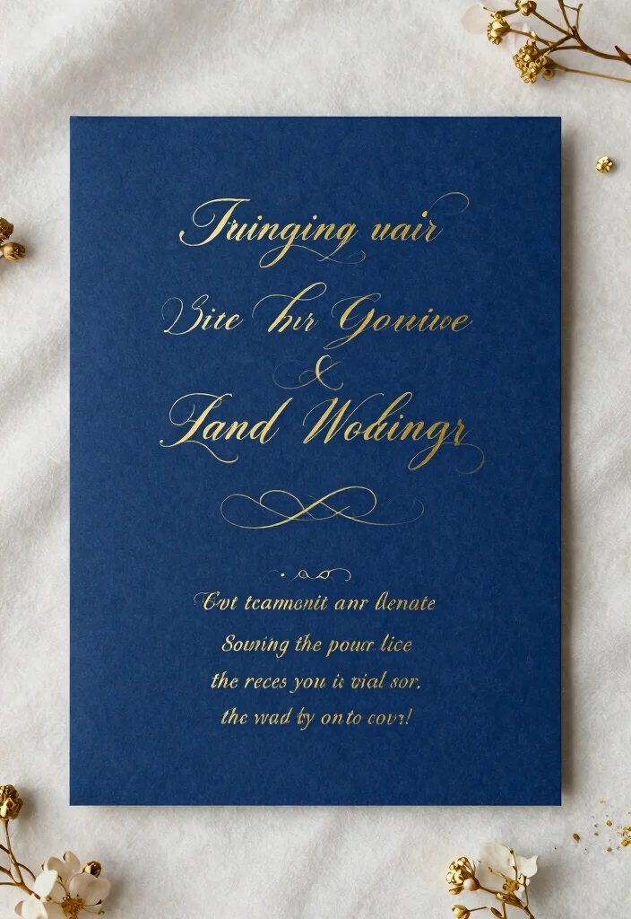16 Blue and Gold Wedding Invitations Ideas With Regal Charm - 8. Elegant Script Fonts 1