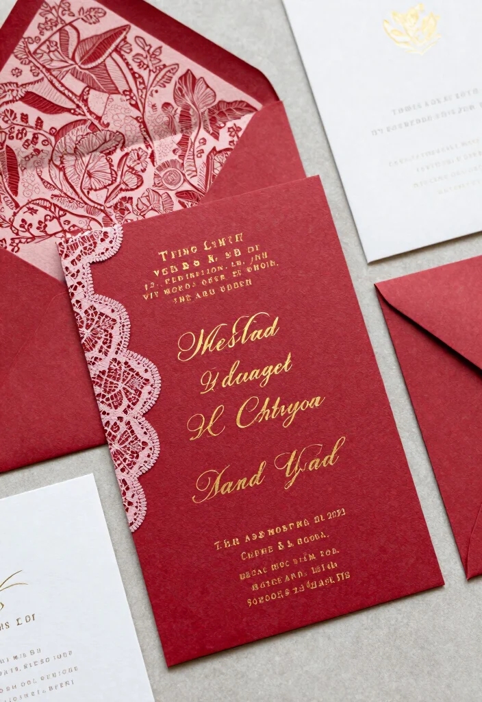 16 Red Backdrop Wedding Ideas With Bold Elegance 40 16 Red Backdrop Wedding Ideas With Bold Elegance - 10. Red Invites and Stationery 1