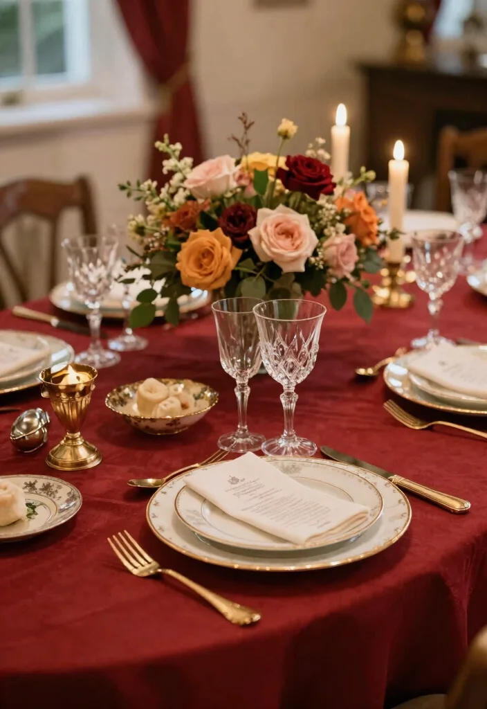 16 Red Backdrop Wedding Ideas With Bold Elegance 14 16 Red Backdrop Wedding Ideas With Bold Elegance - 4. Vintage Red Table Settings 1