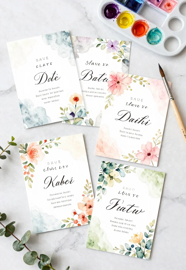 16 Save the Date Cards Wedding Ideas Guests Will Love - 3. Watercolor Designs: Artistic Flair 1