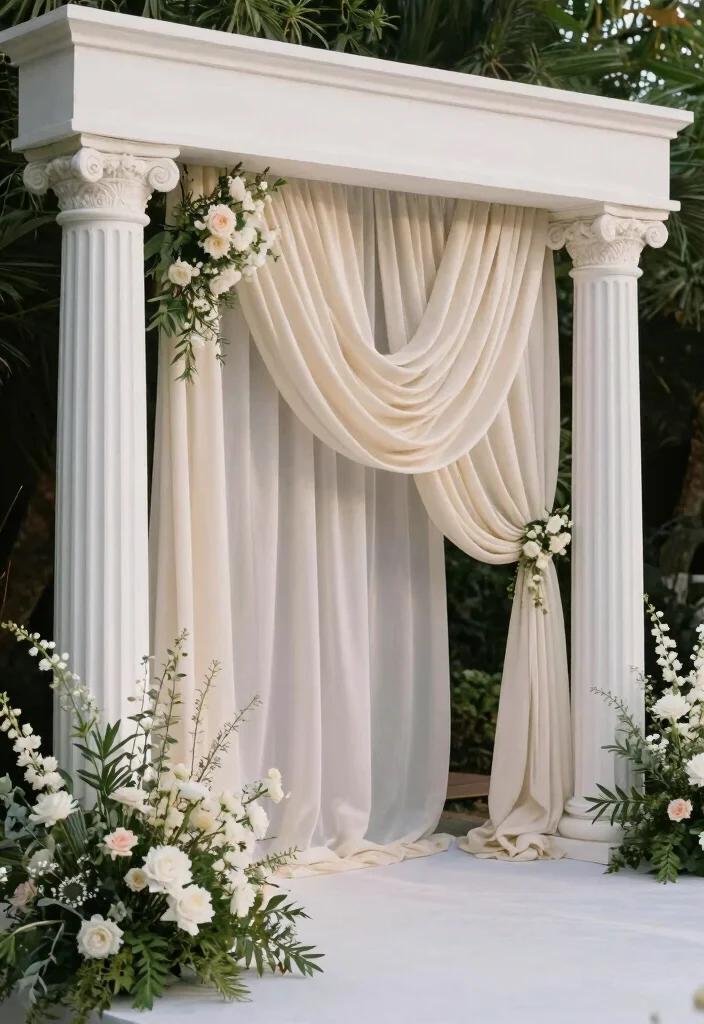 16 Traditional Wedding Backdrop Ideas With Cultural Beauty 27 16 Traditional Wedding Backdrop Ideas With Cultural Beauty - 7. Classic Greek Columns 1