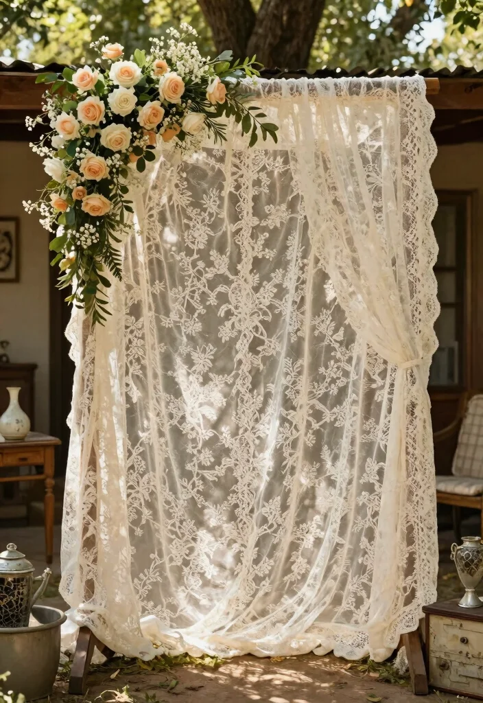 16 Wedding Arch White Ideas With Timeless Charm 4 16 Wedding Arch White Ideas With Timeless Charm - 4. Vintage Lace Touch 1