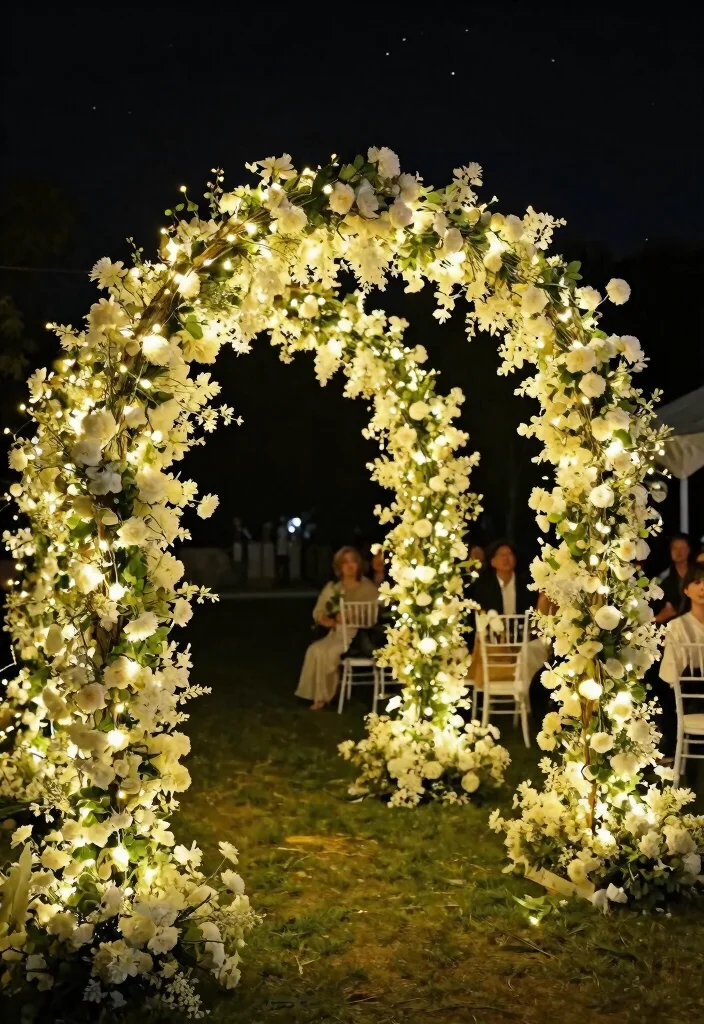 16 Wedding Arch White Ideas With Timeless Charm 17 16 Wedding Arch White Ideas With Timeless Charm - 7. Twinkling Fairy Lights 1