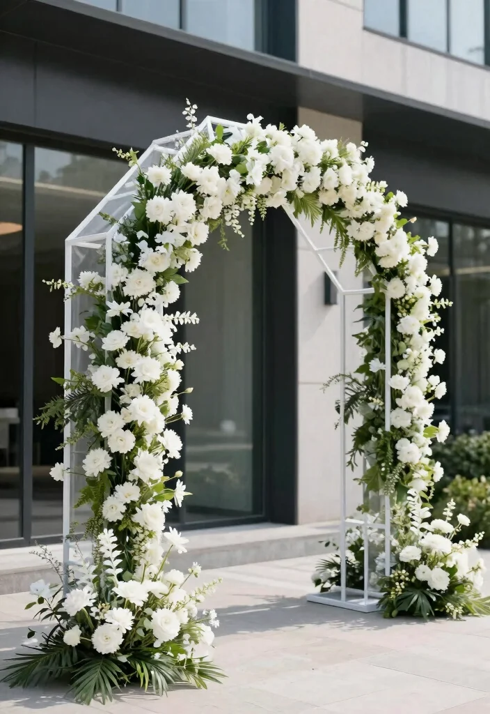 16 Wedding Arch White Ideas With Timeless Charm 18 16 Wedding Arch White Ideas With Timeless Charm - 8. Geometric Shapes 1