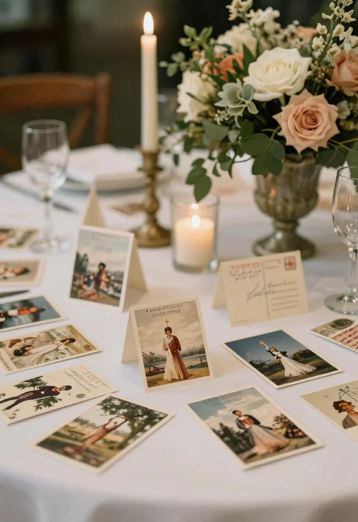16 Wedding Table Cards Ideas That Look Elegant 54 16 Wedding Table Cards Ideas That Look Elegant - 14. Vintage Postcard Table Cards 1
