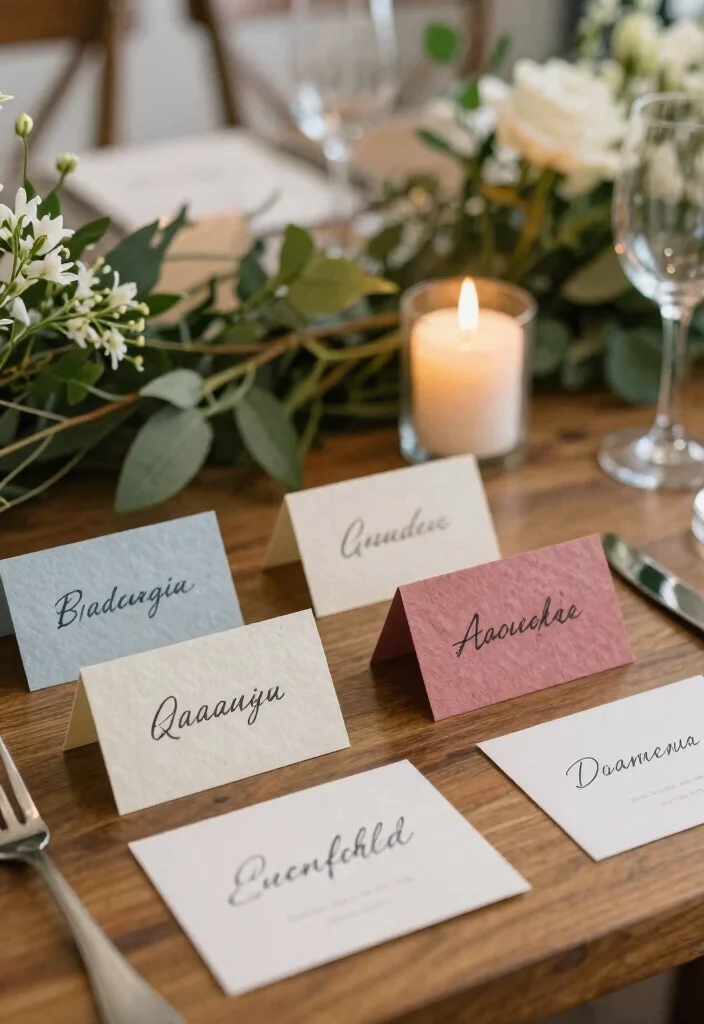 16 Wedding Table Cards Ideas That Look Elegant 12 16 Wedding Table Cards Ideas That Look Elegant - 2. Recycled Cardstock Place Cards 1