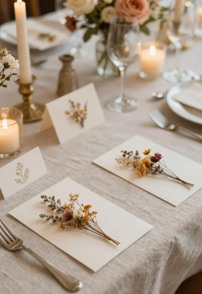 16 Wedding Table Cards Ideas That Look Elegant 24 16 Wedding Table Cards Ideas That Look Elegant - 4. Dried Flower Table Cards 1