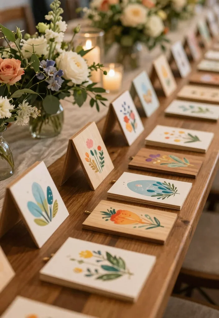 16 Wedding Table Cards Ideas That Look Elegant 38 16 Wedding Table Cards Ideas That Look Elegant - 8. Hand-Painted Wooden Table Cards 1