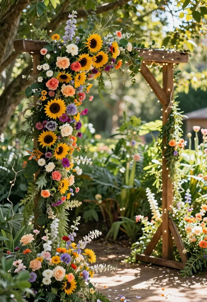 17 Colorful Wedding Arch Ideas That Pop Beautifully 1 17 Colorful Wedding Arch Ideas That Pop Beautifully - 1. Whimsical Floral Cascade 1