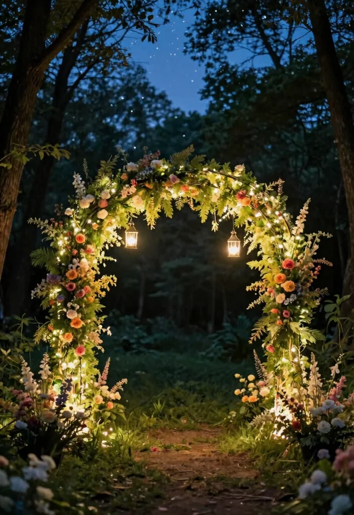 17 Colorful Wedding Arch Ideas That Pop Beautifully 53 17 Colorful Wedding Arch Ideas That Pop Beautifully - 13. Whimsical Fairy Lights 1
