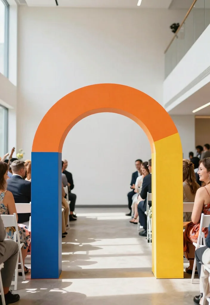 17 Colorful Wedding Arch Ideas That Pop Beautifully 55 17 Colorful Wedding Arch Ideas That Pop Beautifully - 15. Bold Color Blocks 1