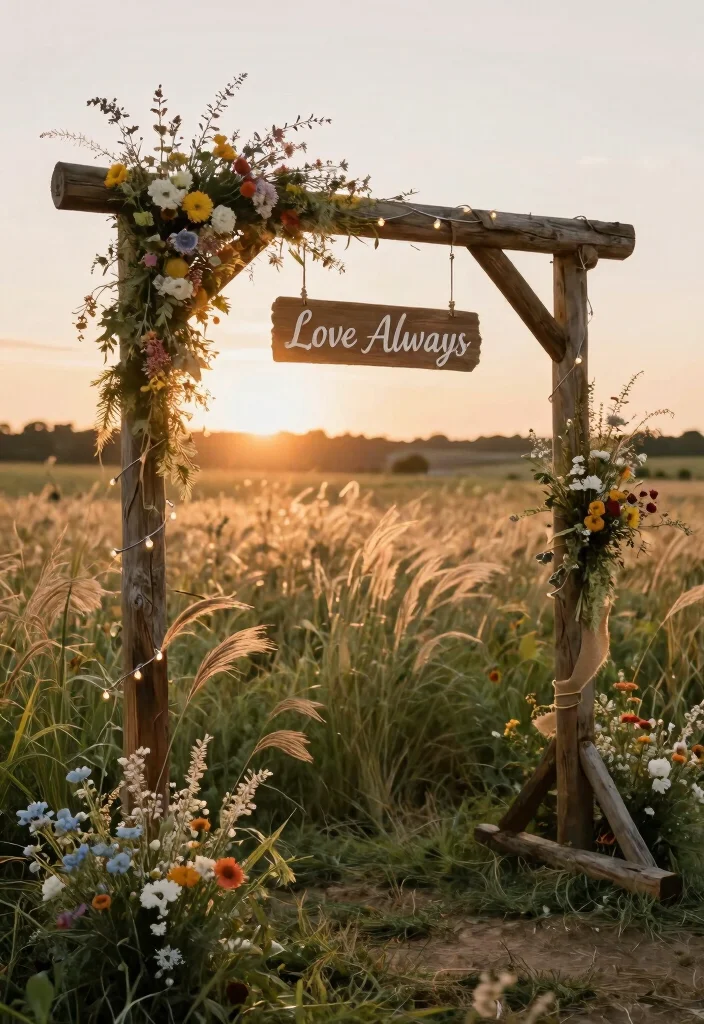 17 Colorful Wedding Arch Ideas That Pop Beautifully 26 17 Colorful Wedding Arch Ideas That Pop Beautifully - 6. Rustic Charm 1