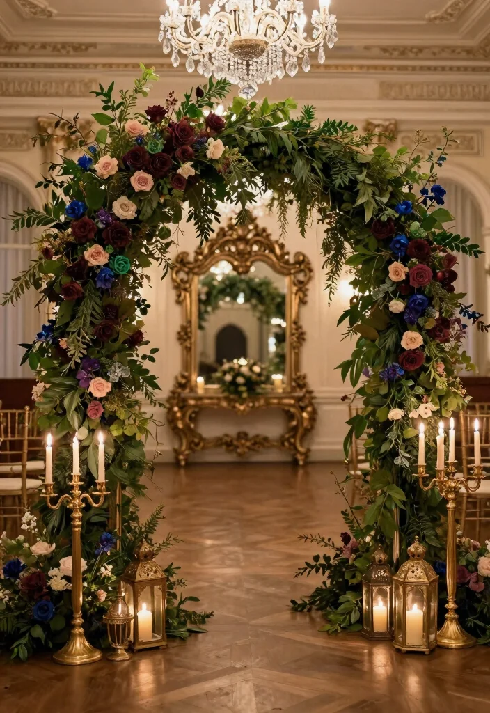 17 Colorful Wedding Arch Ideas That Pop Beautifully 27 17 Colorful Wedding Arch Ideas That Pop Beautifully - 7. Vintage Glam 1
