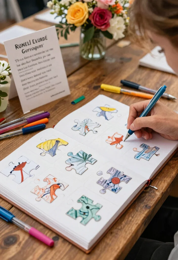 17 Deck of Cards Wedding Guest Book Ideas That Feel Fun - 4. Puzzle Piece Guest Book 1