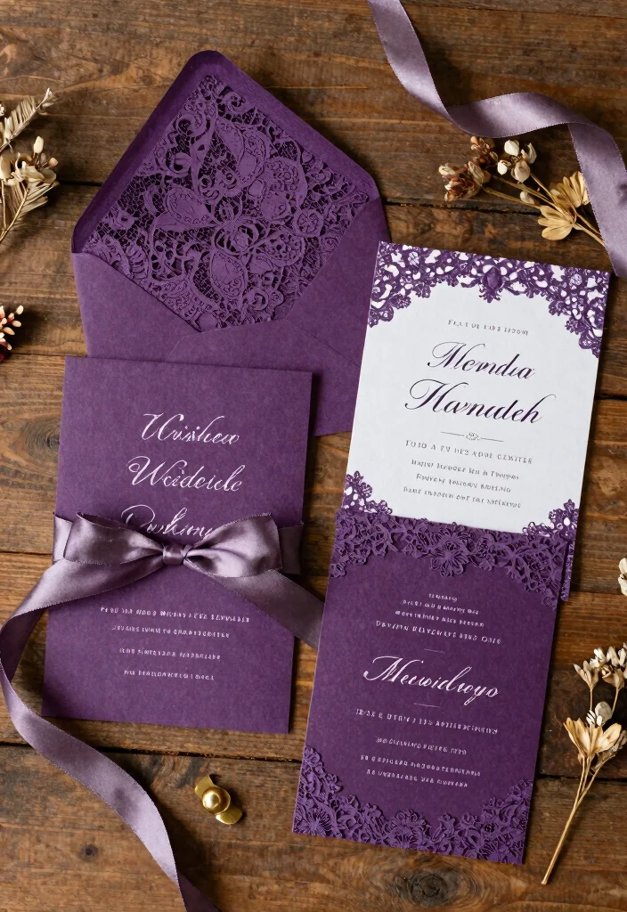 17 Purple Wedding Invitations Elegant Ideas That Shine 30 17 Purple Wedding Invitations Elegant Ideas That Shine - 10. Vintage Glamour 1