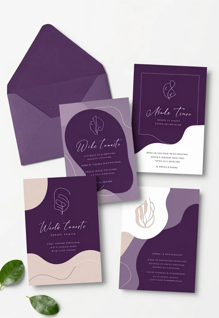 17 Purple Wedding Invitations Elegant Ideas That Shine 41 17 Purple Wedding Invitations Elegant Ideas That Shine - 11. Artistic Minimalism 1