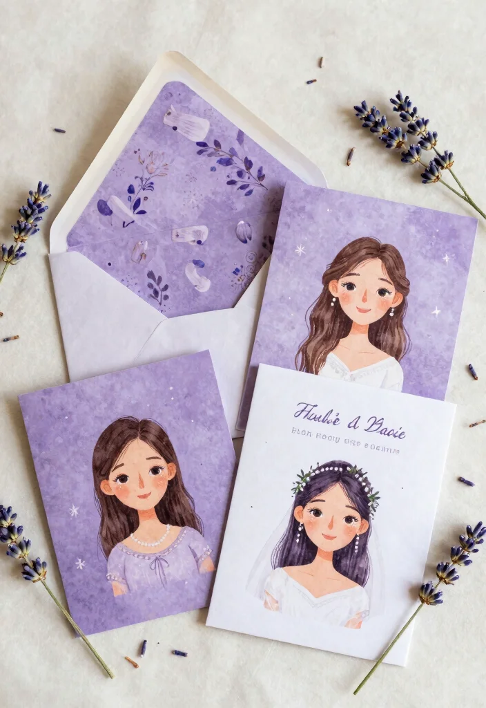 17 Purple Wedding Invitations Elegant Ideas That Shine 53 17 Purple Wedding Invitations Elegant Ideas That Shine - 13. Custom Illustrated Portraits 1