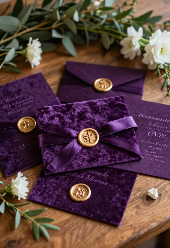 17 Purple Wedding Invitations Elegant Ideas That Shine 3 17 Purple Wedding Invitations Elegant Ideas That Shine - 3. Deep Velvet Textures 1