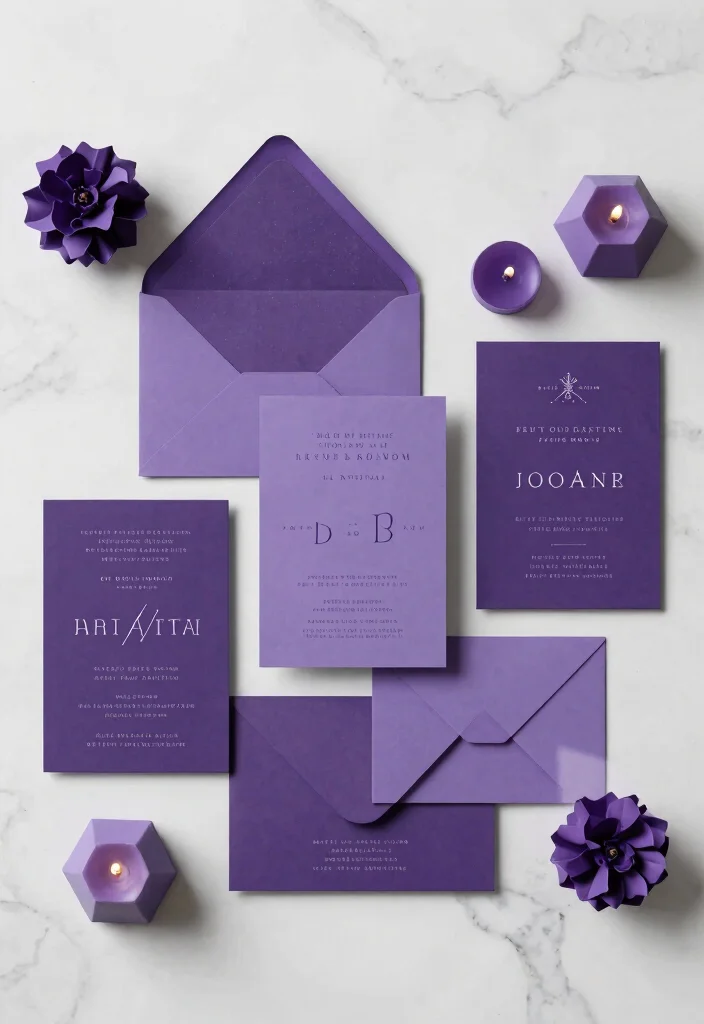 17 Purple Wedding Invitations Elegant Ideas That Shine 15 17 Purple Wedding Invitations Elegant Ideas That Shine - 5. Geometric Designs 1
