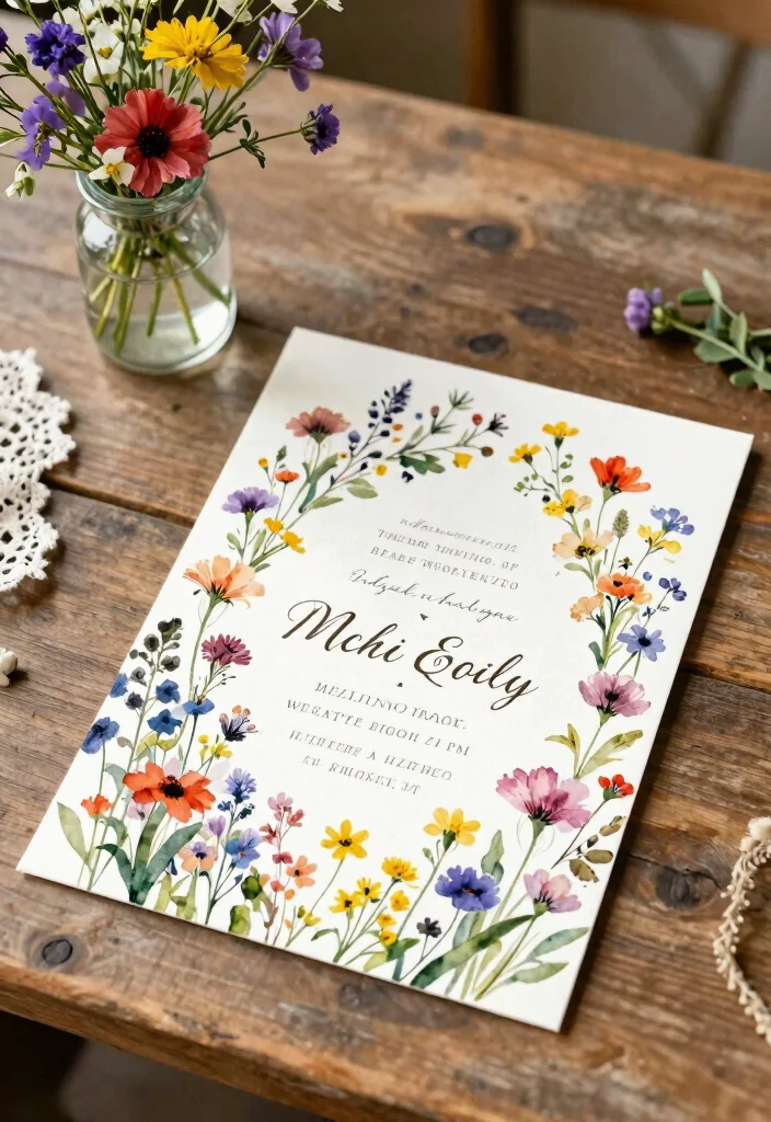 17 Watercolor Floral Wedding Invitations Ideas With Soft Beauty - 1. Blooming Wildflowers Invitation 1