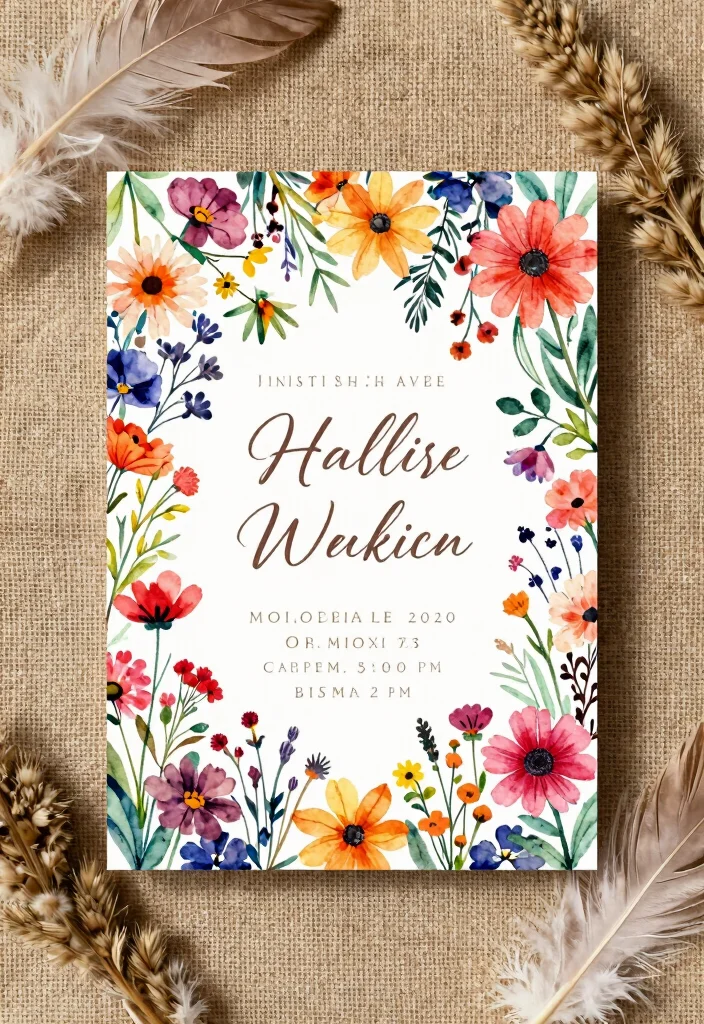 17 Watercolor Floral Wedding Invitations Ideas With Soft Beauty - 12. Bohemian Floral Invitation 1