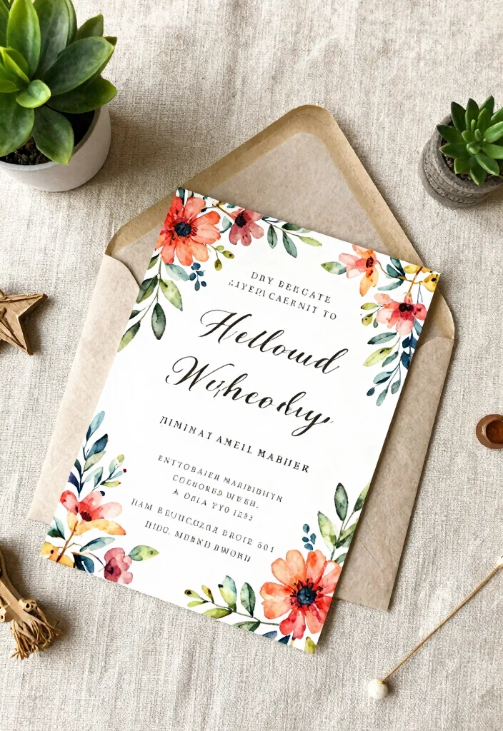 17 Watercolor Floral Wedding Invitations Ideas With Soft Beauty - 17. Eco-Friendly Floral Invitation 1