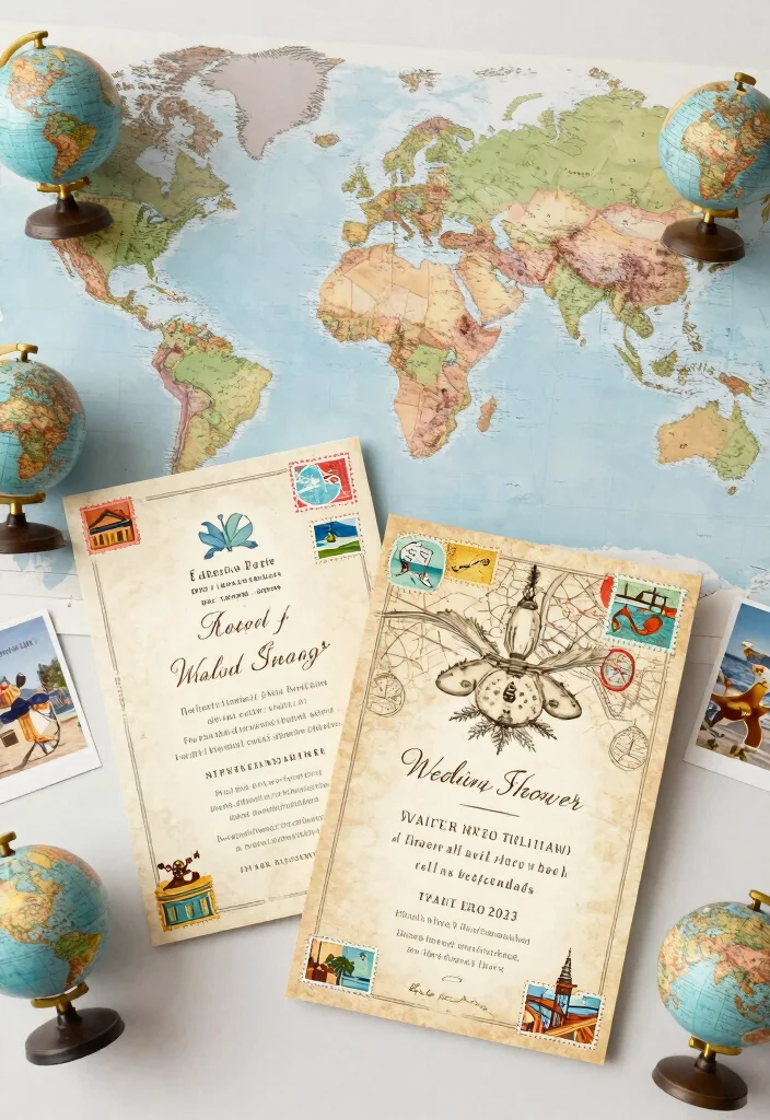 17 Wedding Shower Invitations Ideas That Feel Sweet & Chic 54 17 Wedding Shower Invitations Ideas That Feel Sweet & Chic - 14. Charming Travel Theme 1