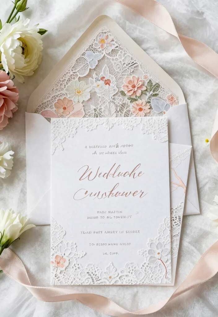 17 Wedding Shower Invitations Ideas That Feel Sweet & Chic 56 17 Wedding Shower Invitations Ideas That Feel Sweet & Chic - 16. Floral Lace Details 1