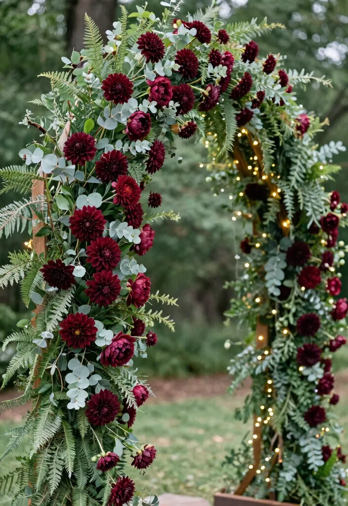 18 Burgundy Wedding Arch Ideas With Rich Romantic Vibes - 1. Floral Cascade Delight 1