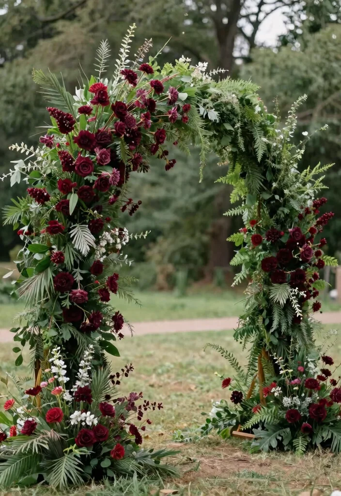 18 Burgundy Wedding Arch Ideas With Rich Romantic Vibes - 10. Natural Greenery Mix 1