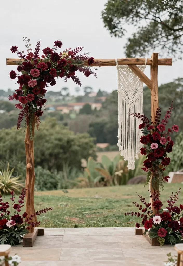 18 Burgundy Wedding Arch Ideas With Rich Romantic Vibes - 15. Bohemian Bliss 1