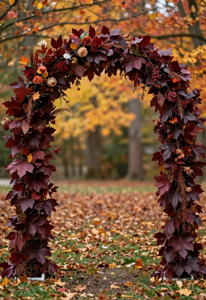 18 Burgundy Wedding Arch Ideas With Rich Romantic Vibes - 18. Seasonal Celebrations 1