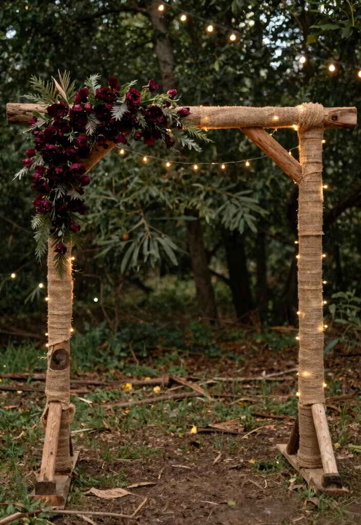 18 Burgundy Wedding Arch Ideas With Rich Romantic Vibes - 3. Rustic Charm 1