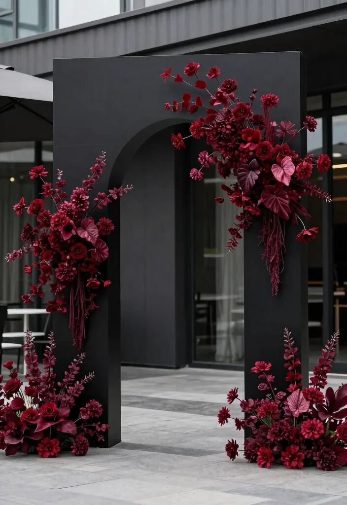 18 Burgundy Wedding Arch Ideas With Rich Romantic Vibes - 7. Bold and Edgy 1