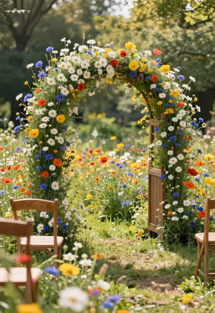 18 Flower Arch Wedding 2026 Trending Ideas With Dreamy Romantic Blooms - 1. Eco-Friendly Wildflower Wonder 1