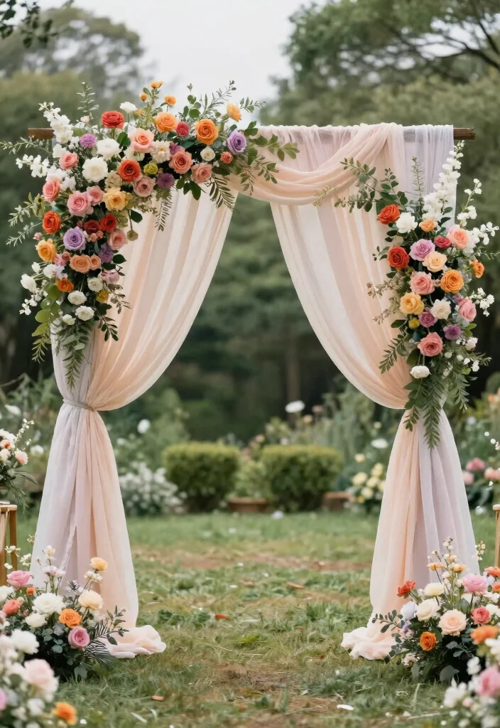18 Flower Arch Wedding 2026 Trending Ideas With Dreamy Romantic Blooms - 11. Elegant Fabric Draping 1