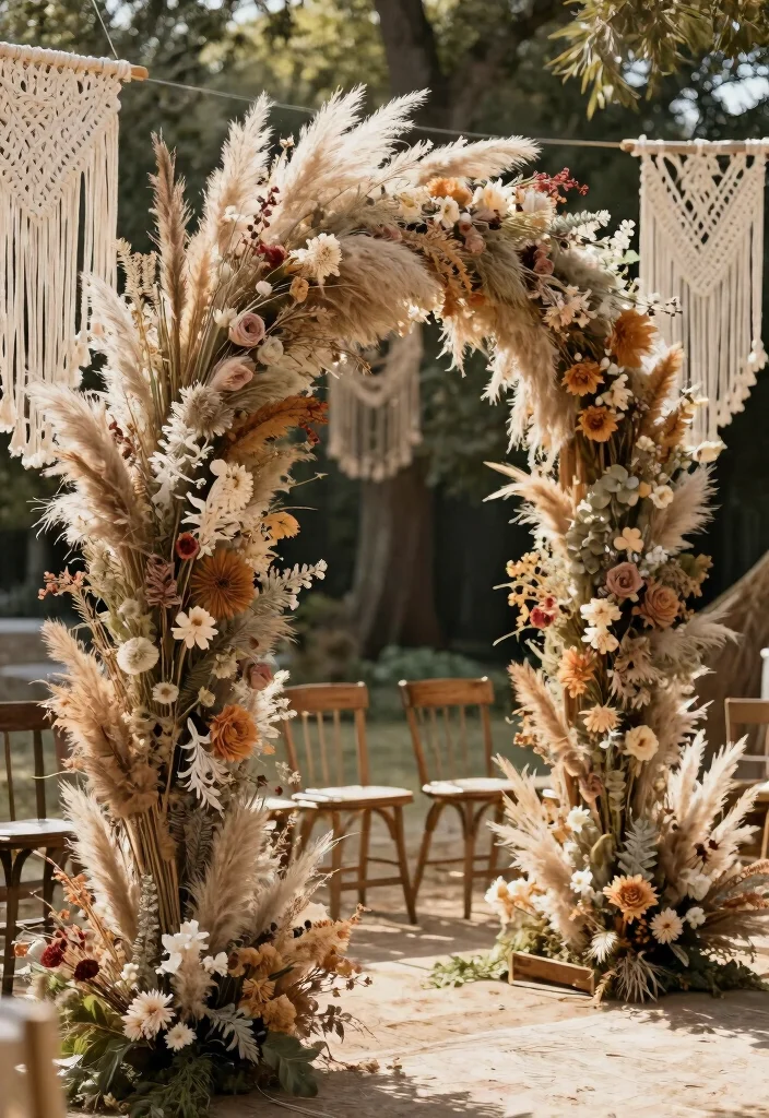 18 Flower Arch Wedding 2026 Trending Ideas With Dreamy Romantic Blooms - 4. Boho Chic Dried Flowers 1