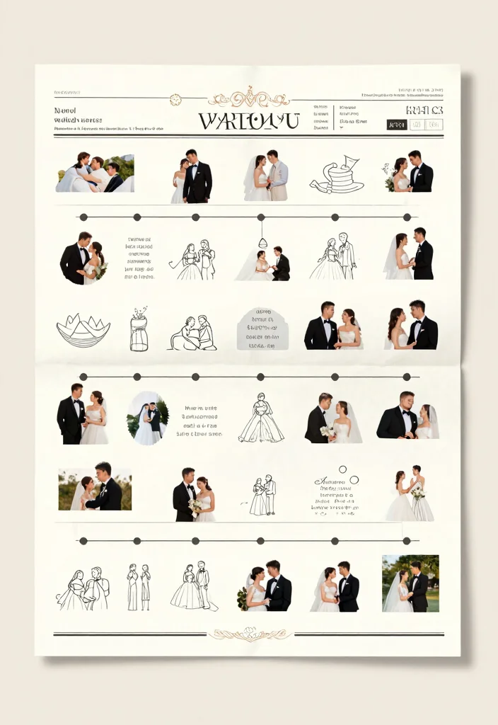 18 Newspaper Wedding Invitations Ideas With Vintage Flair - 13. Newspaper Invitations with a Timeline Feature 1