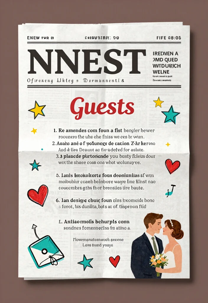 18 Newspaper Wedding Invitations Ideas With Vintage Flair - 15. Themed Newspaper Section for Guests 1