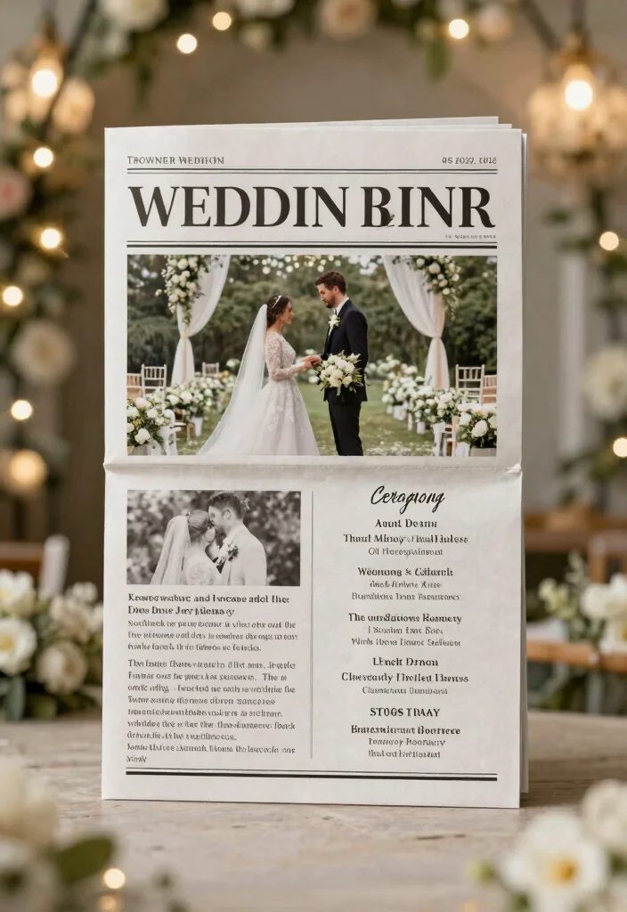 18 Newspaper Wedding Invitations Ideas With Vintage Flair - 16. Newspaper Invitations as Wedding Programs 1