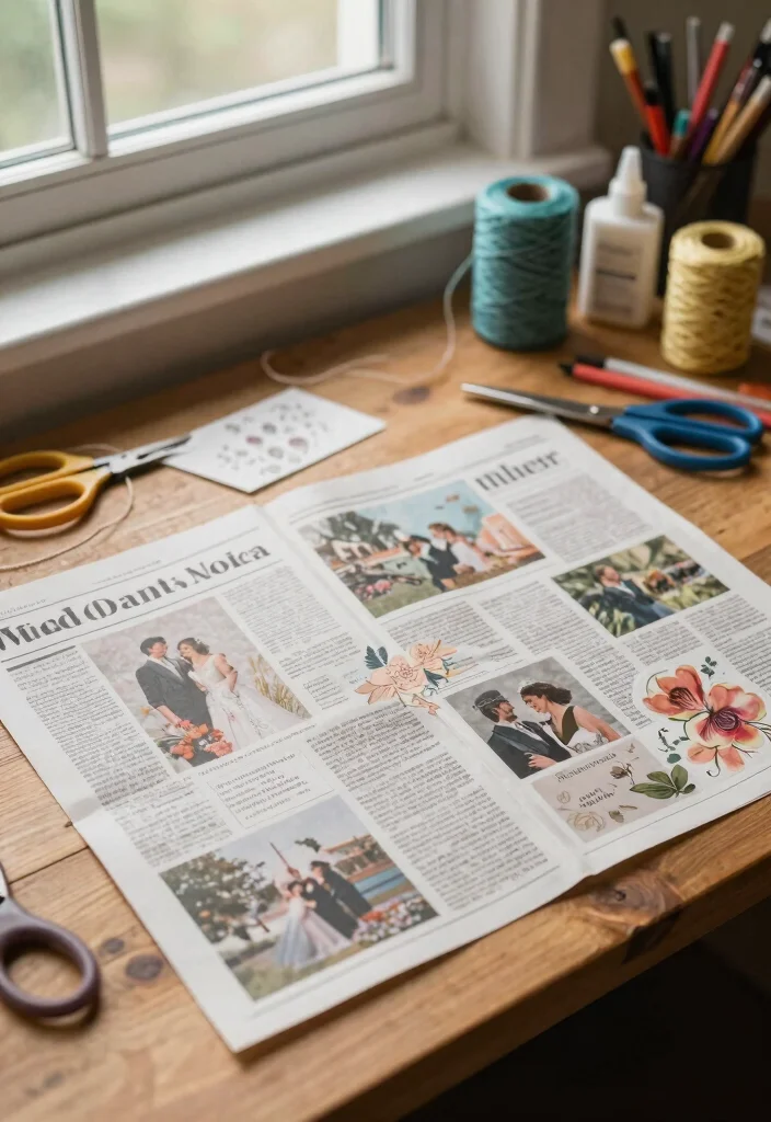 18 Newspaper Wedding Invitations Ideas With Vintage Flair - 2. DIY Newspaper Invitations 1