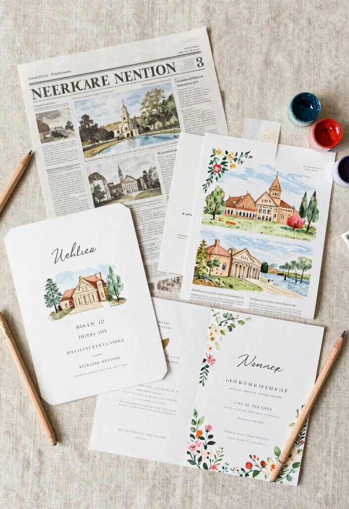 18 Newspaper Wedding Invitations Ideas With Vintage Flair - 3. Illustrated Newspaper Invitations 1