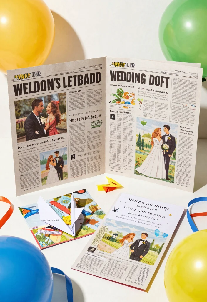 18 Newspaper Wedding Invitations Ideas With Vintage Flair - 7. Interactive Newspaper Invitations 1