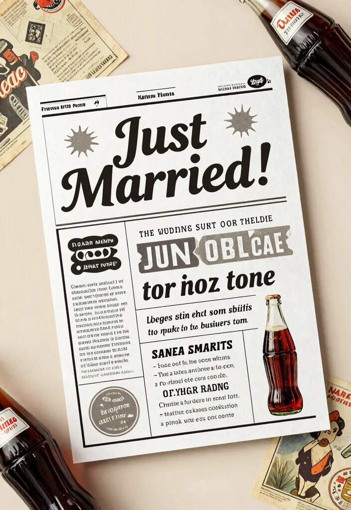18 Newspaper Wedding Invitations Ideas With Vintage Flair - 9. Retro-Themed Vintage Advertisements 1