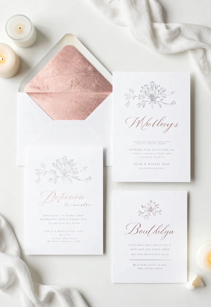 18 Romantic Wedding Invitations Ideas With Soft Elegance - 14. Soft Metallic Accents 1