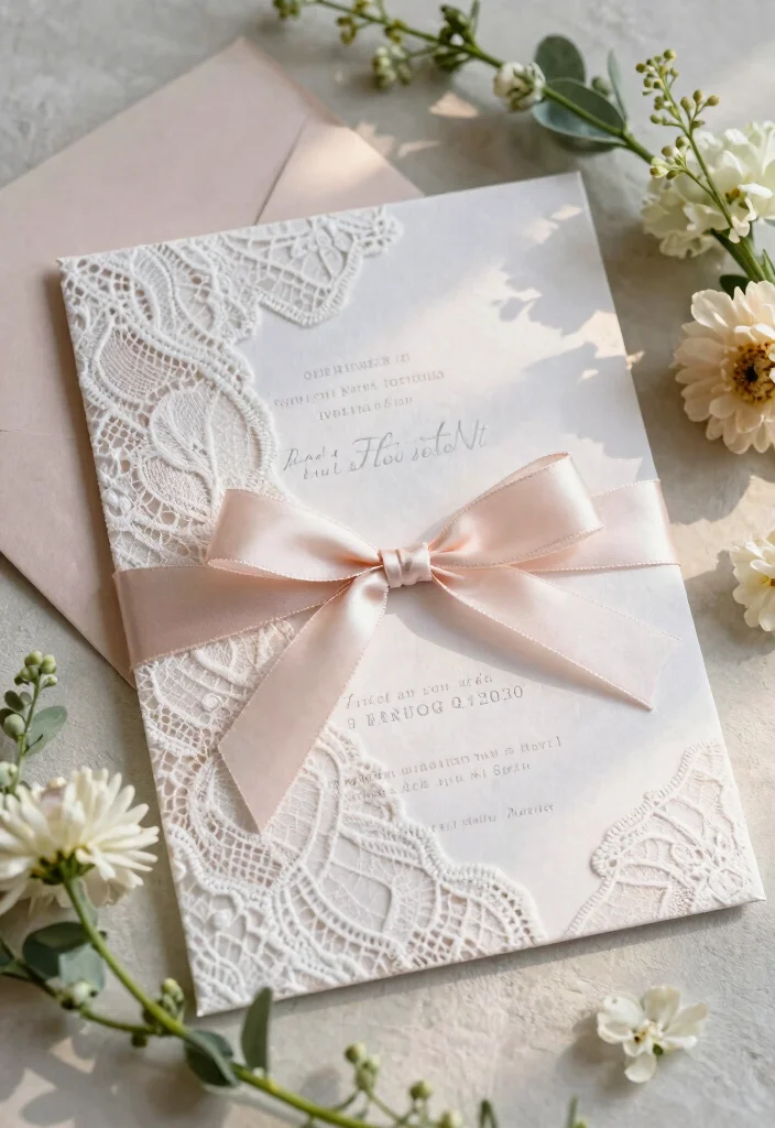 18 Romantic Wedding Invitations Ideas With Soft Elegance - 6. Lace and Elegance 1
