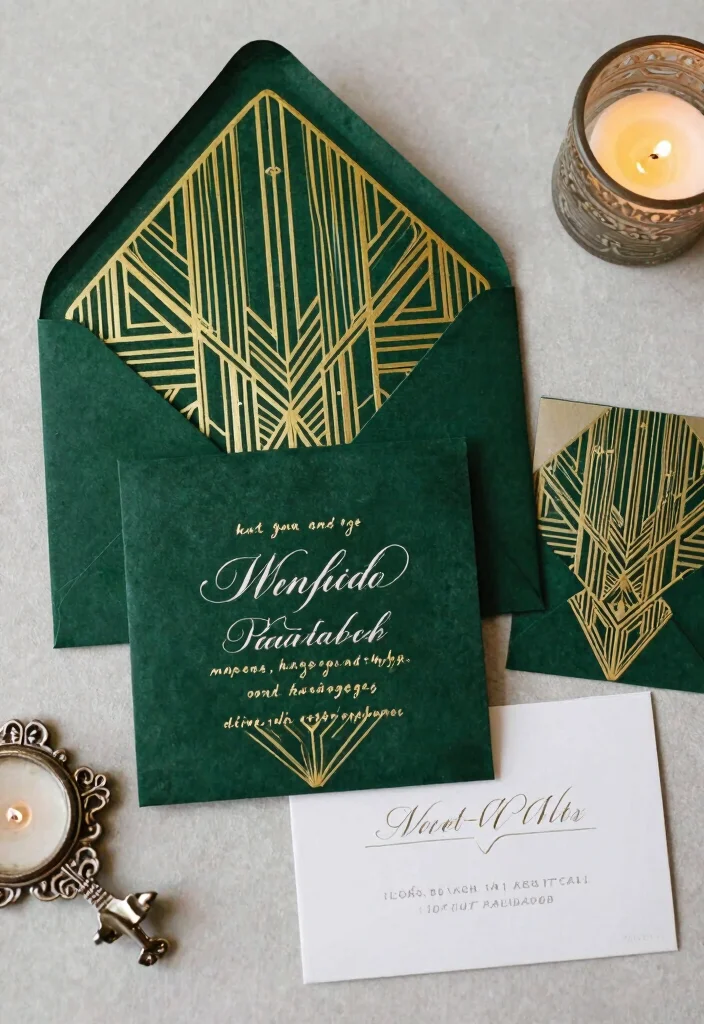 18 Romantic Wedding Invitations Ideas With Soft Elegance - 7. Art Deco Inspiration 1